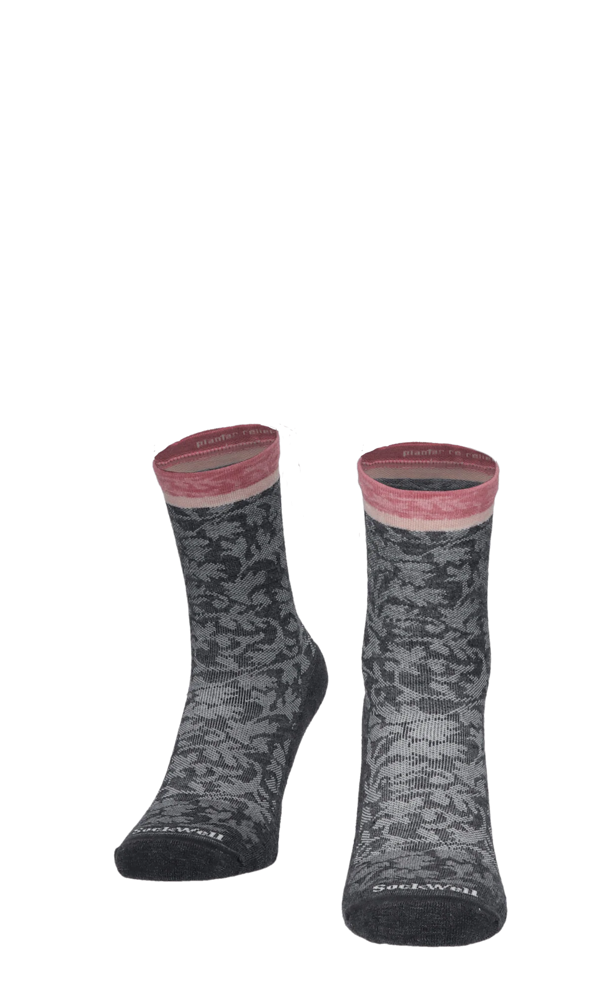 Plantar Cush Crew Dames Hielspoor Sokken Klasse 2 Charcoal - Image 2