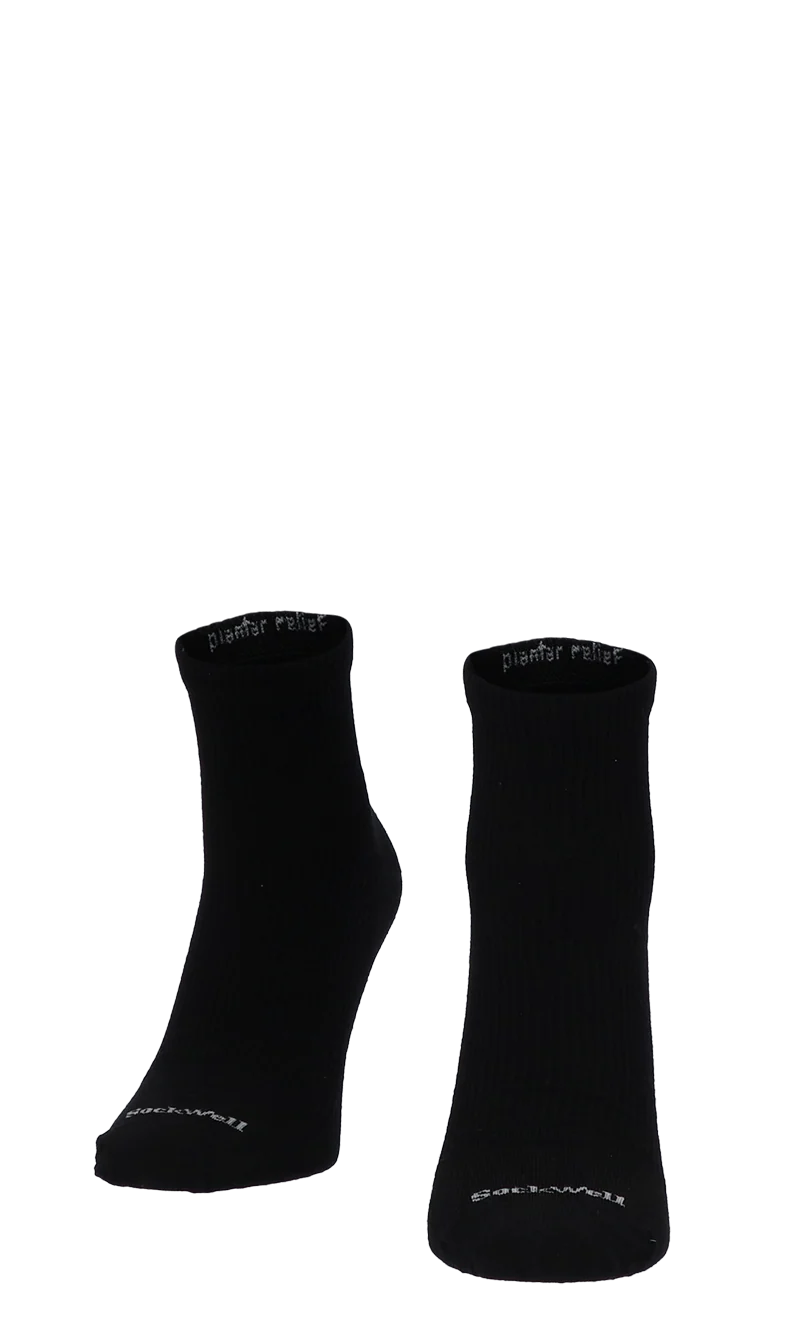 Plantar Relief Quarter Heren Hielspoor Sokken Klasse 2 Black Solid - Image 2